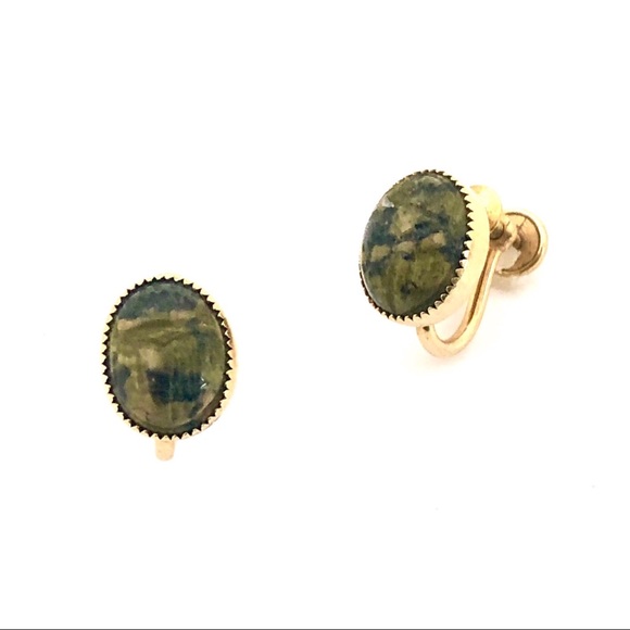 Burt Cassell Nephrite Jade Scarab 12K GF Earrings - Picture 2 of 5